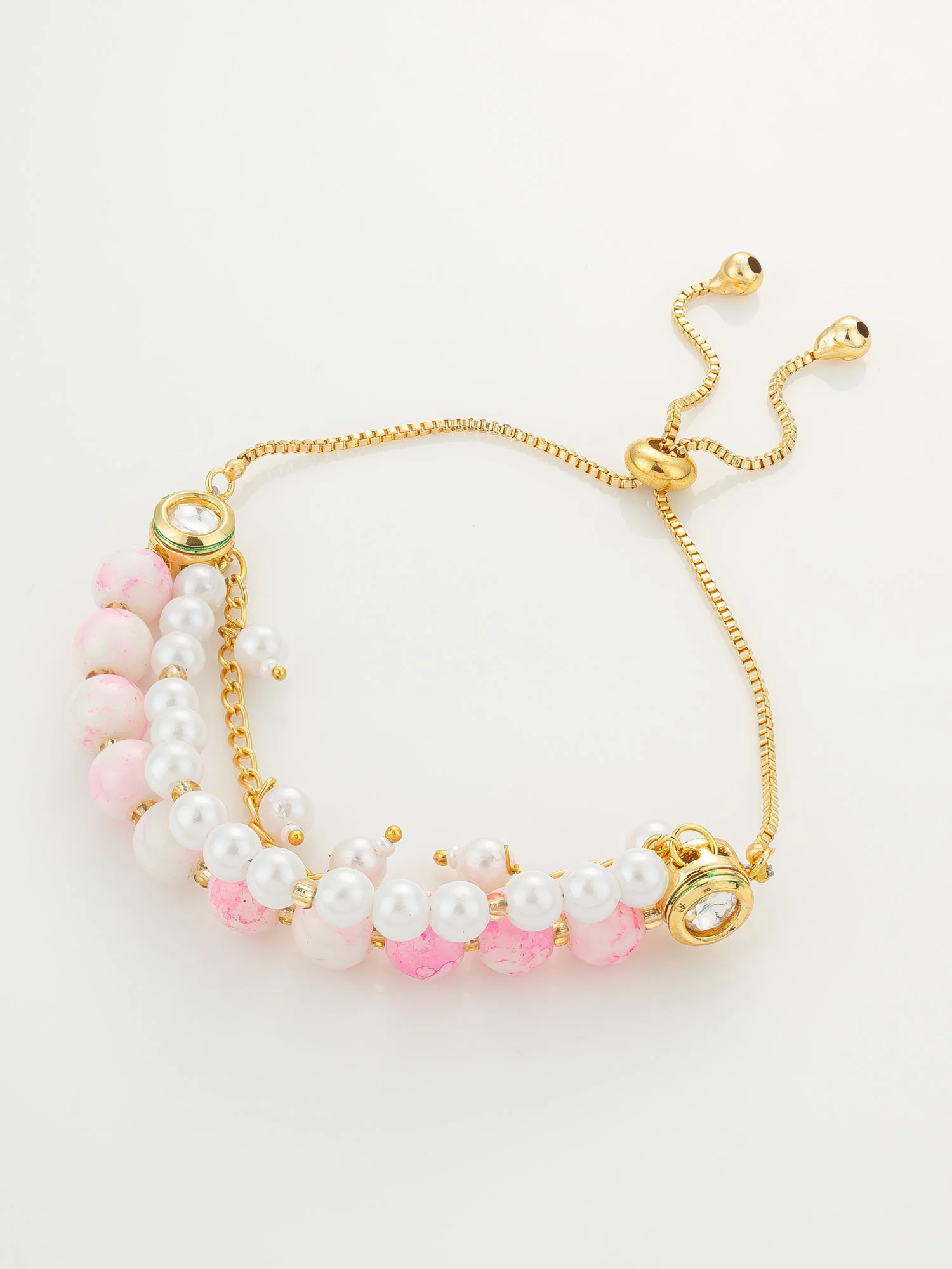 Dual-Tone Pink Beaded Layered Bracelet