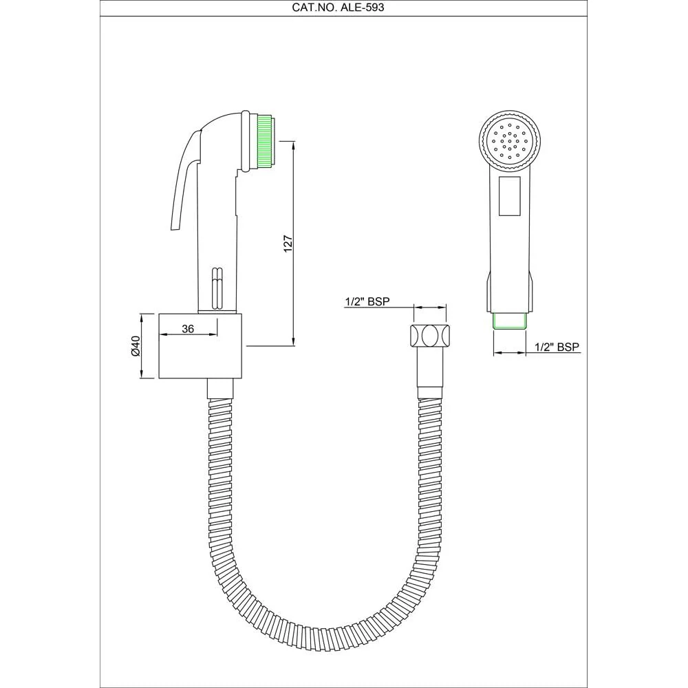 Essco Hand Shower (Health Faucet) (ABS Body) with 8mm dia, 1 Meter Long Flexible Tube & Wall Hook ALE-CHR-593 - Image 3