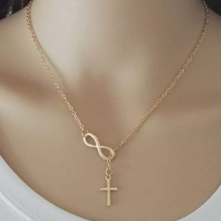 Faith & Protection: Infinity Cross & Hamza Gold Necklace Set of 3 - Image 3