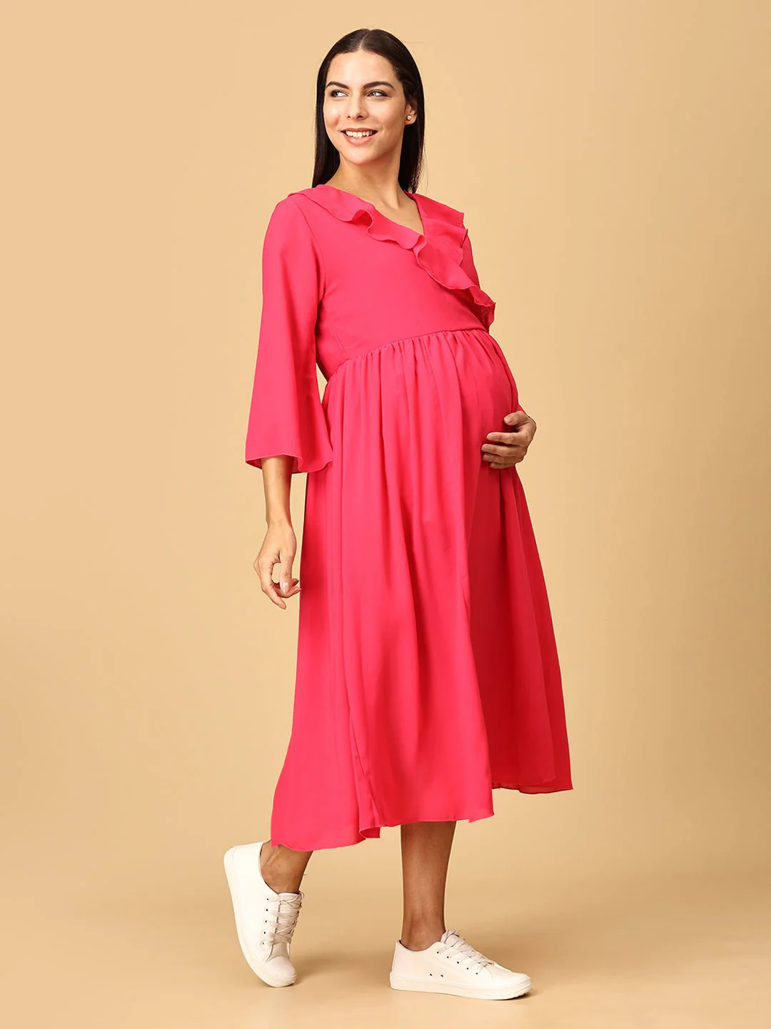 Flashback Fuchsia Maternity Dress - Image 5