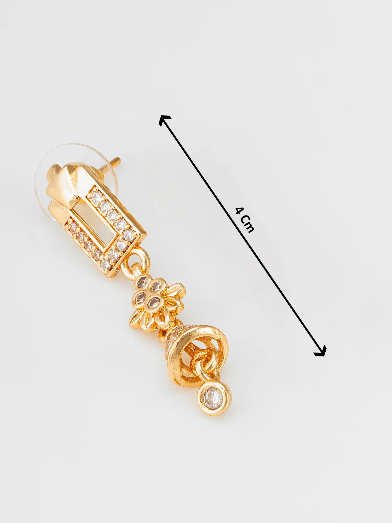 Geometric Floral American Diamond Dangle Earrings - Image 3