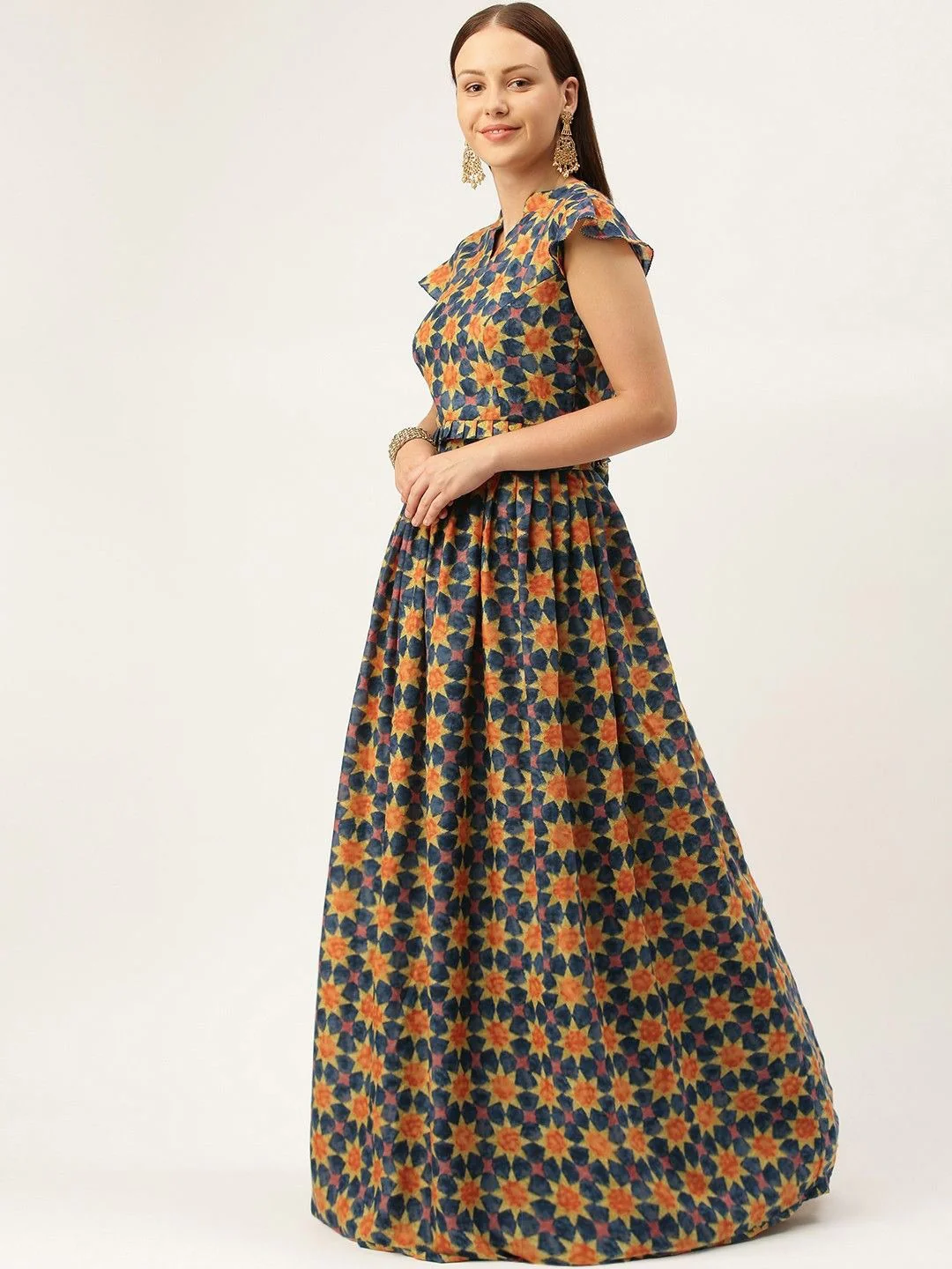 Bollywood Vogue Ready To Wear Multicolored Printed Pleated Lehenga - Image 3