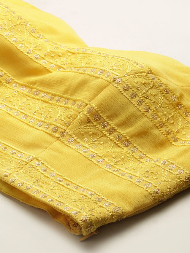 Bollywood Vogue Ready To Wear Pink N Yellow Embroidered Lehenga Set - Image 4
