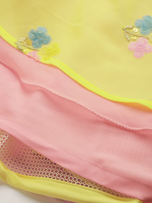 Bollywood Vogue Ready To Wear Yellow Georgette Embroidered Lehenga set - Image 4
