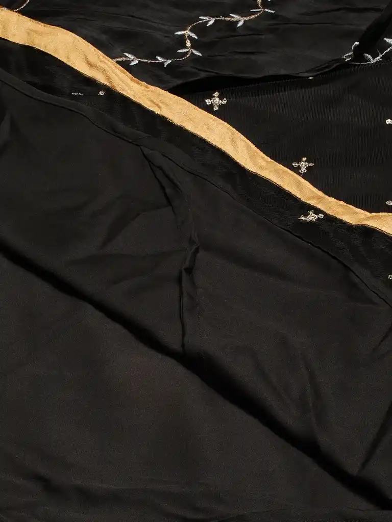 Bollywood Vogue Ready To Wear Black Viscose Embroidered Lehenga Set - Image 8