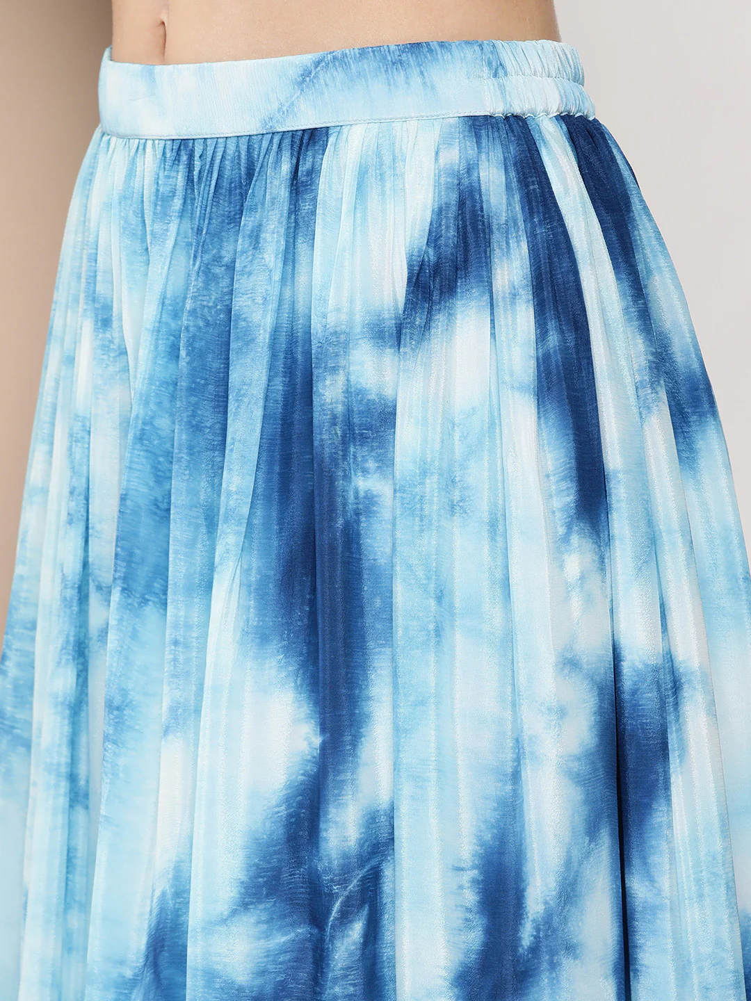 Bollywood Vogue Ready To Wear Multicolored Tie Dye Chinon Lehenga Set - Image 4