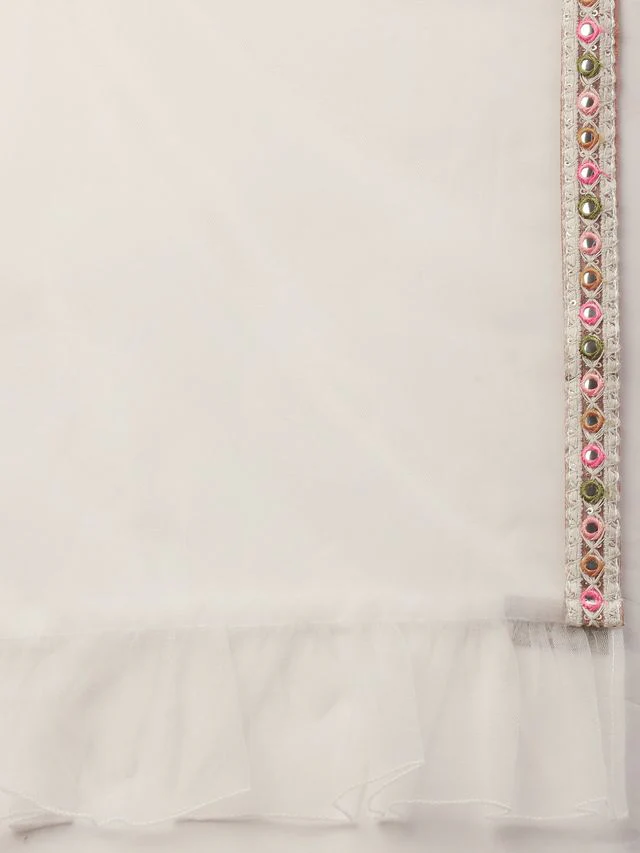 Bollywood Vogue Ready To Wear White Embroidered Organza Lehenga Set - Image 6