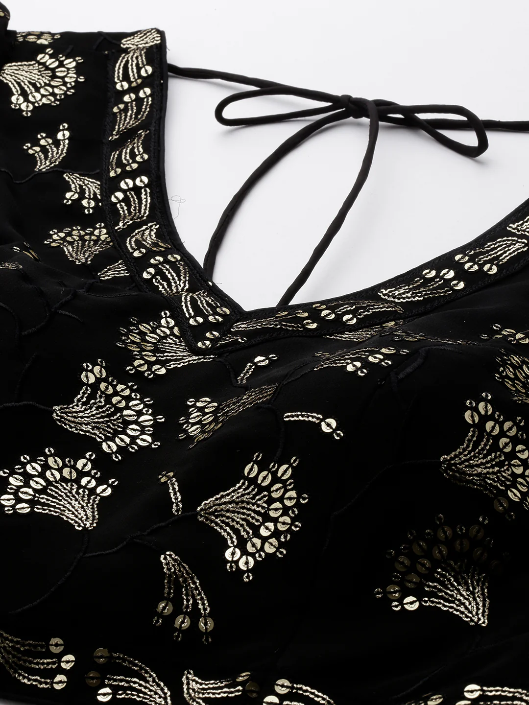 Bollywood Vogue Ready To Wear Black Georgette Embroidered Sequins Lehenga Set - Image 4