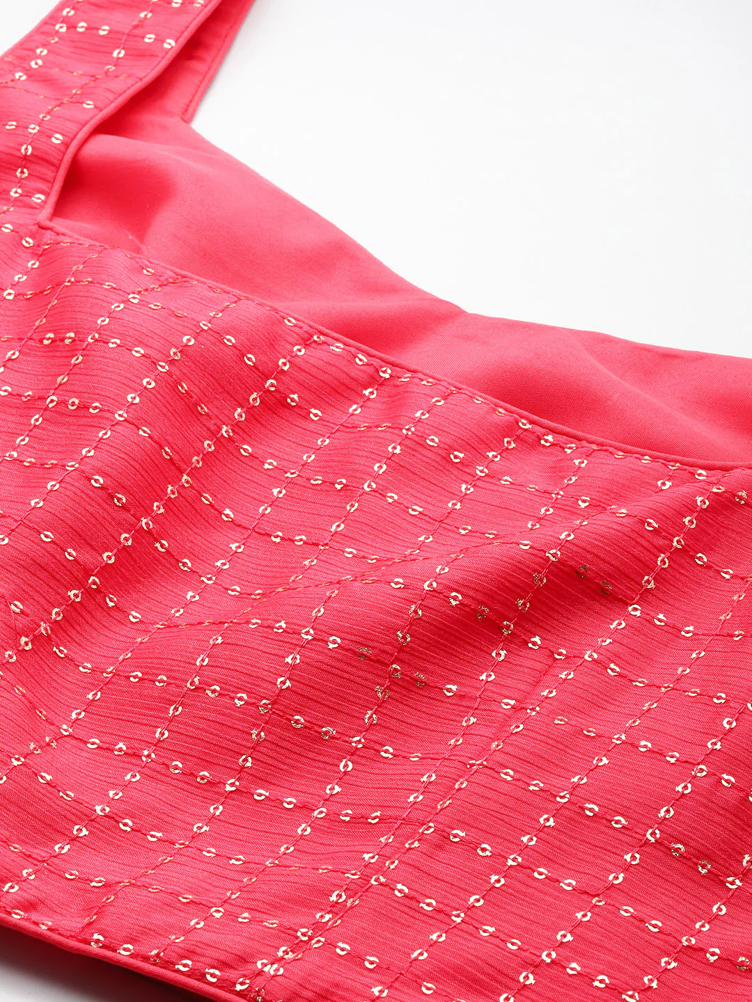 Bollywood Vogue Ready To Wear Coral Chinon Embroidered Sequins Lehenga Set - Image 5