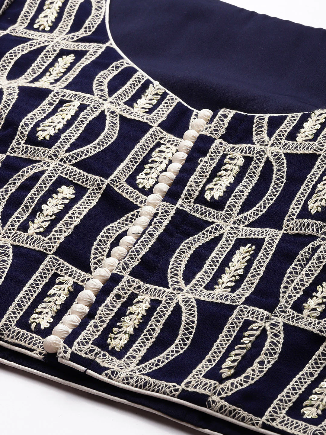 Bollywood Vogue Ready To Wear Blue Georgette Embroidered Boat Neck Lehenga - Image 6