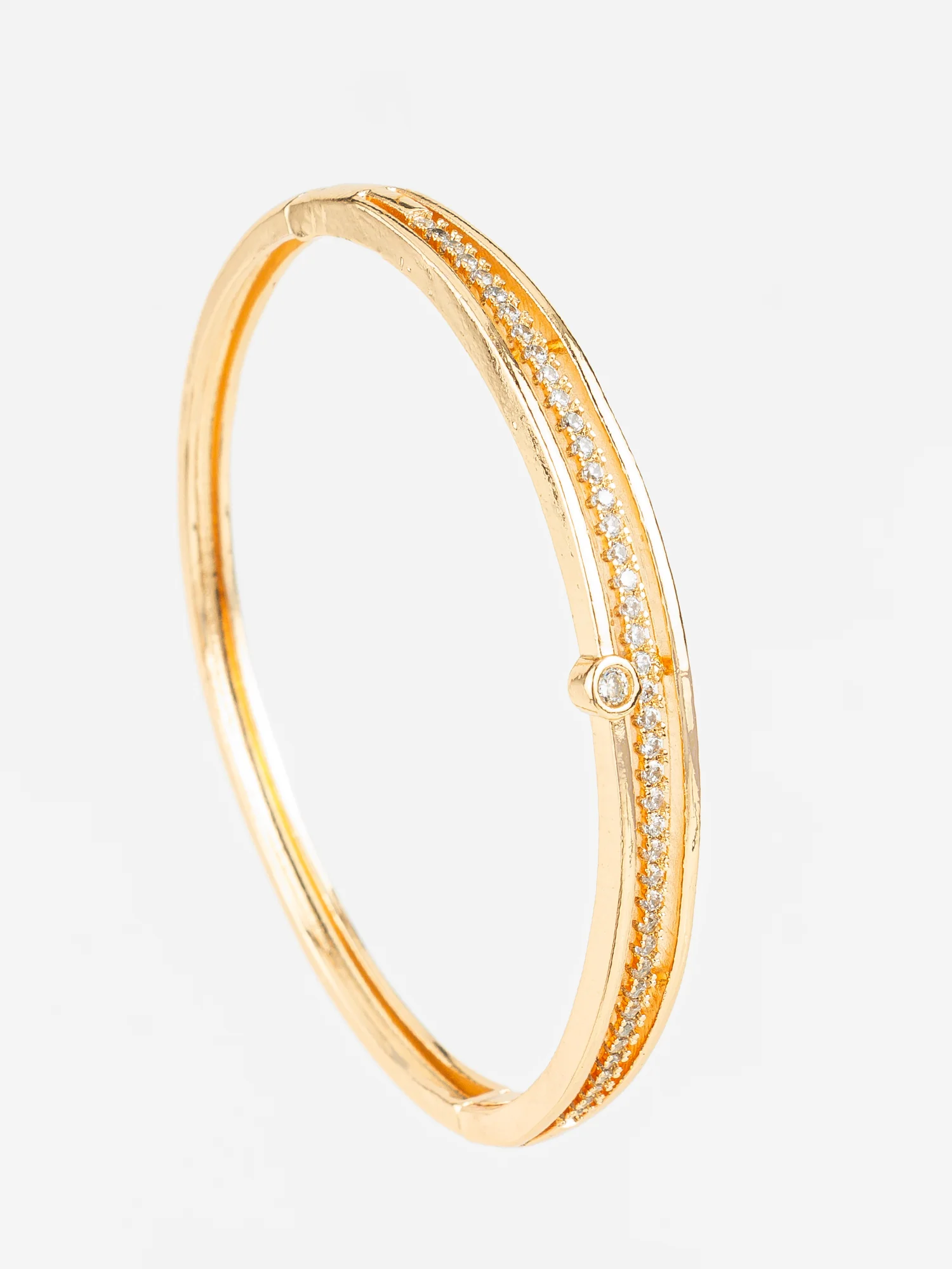 Gold Plated AD Stone Studded Elegant Bangle Bracelet for Women
