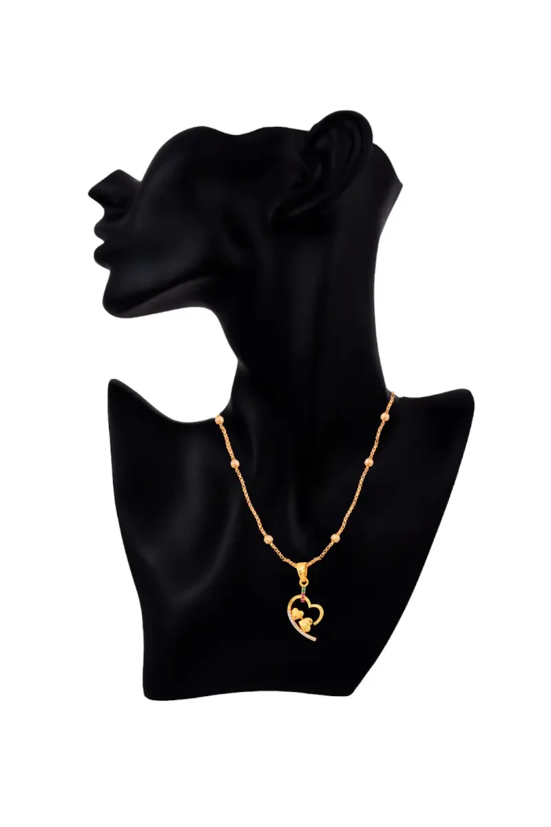Gold Plated Heart Pendant Chain for Women and Girls (Gold,18 Inch) - Image 2