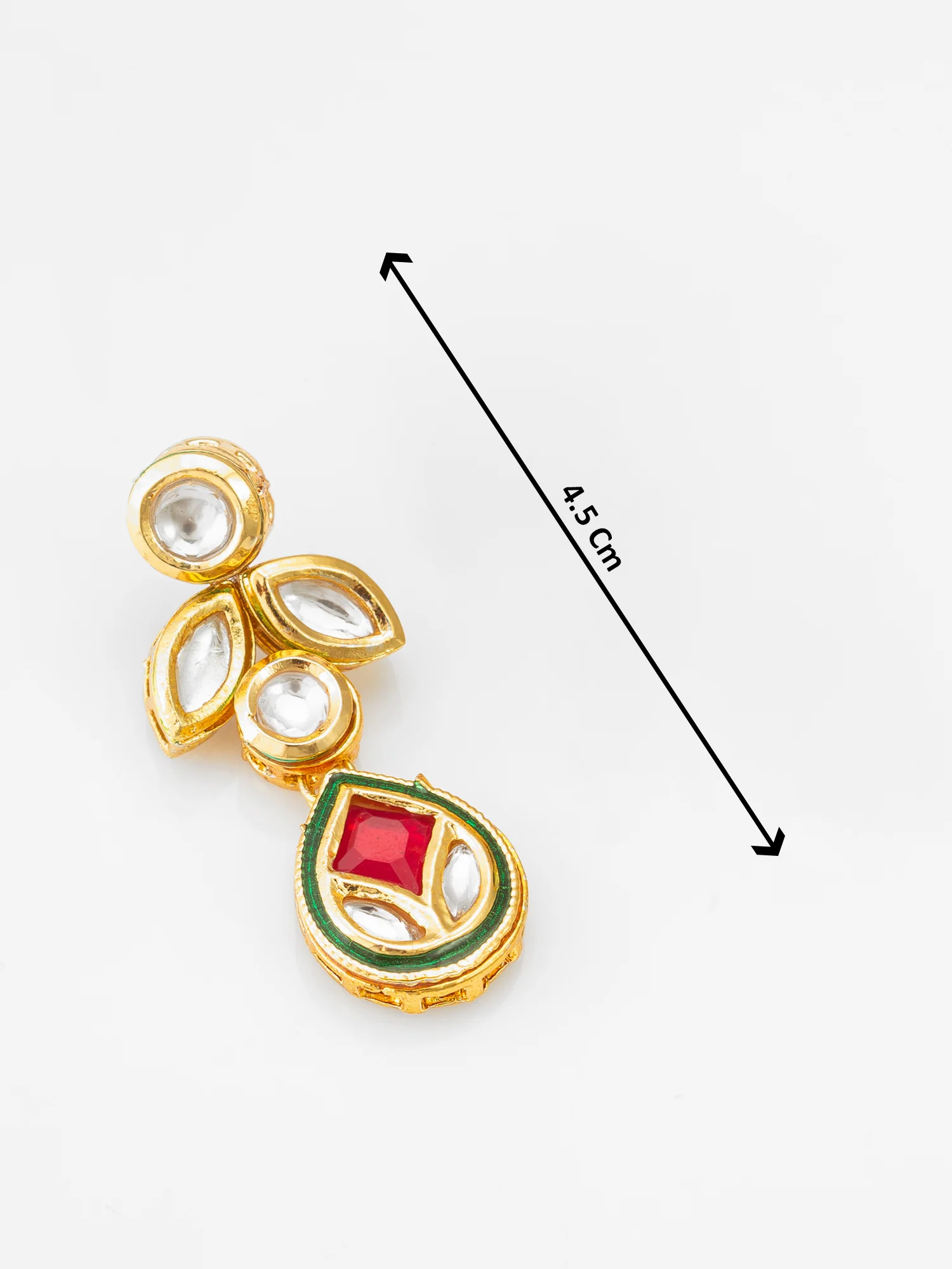 Gold-Plated Kundan Dangle Earrings with Drop - Image 3