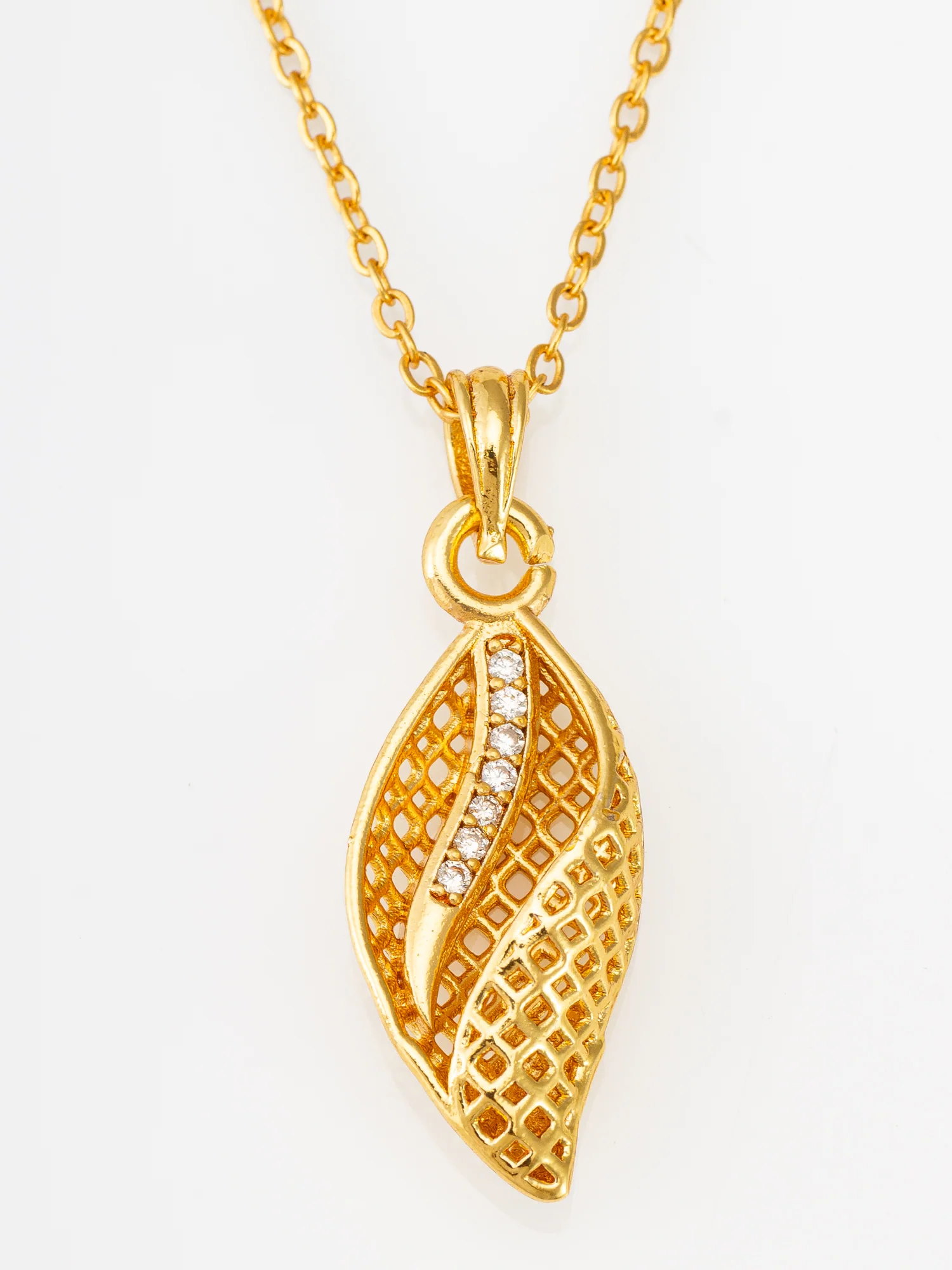 Gold-Tone Leaf AD Pendant Necklace - Image 2