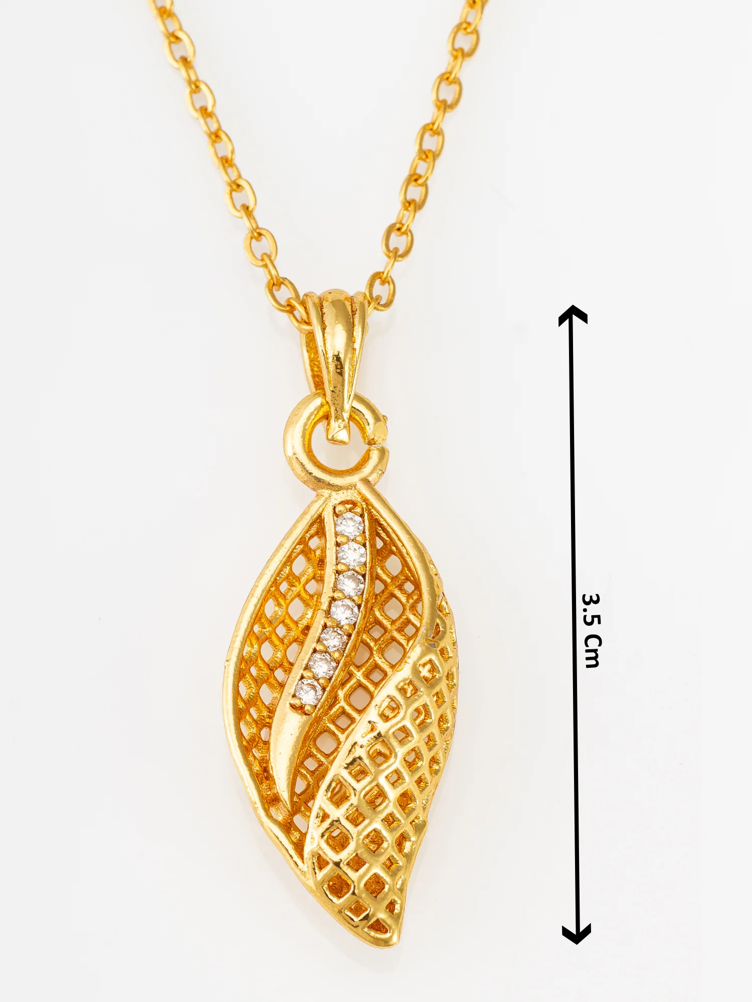 Gold-Tone Leaf AD Pendant Necklace - Image 3