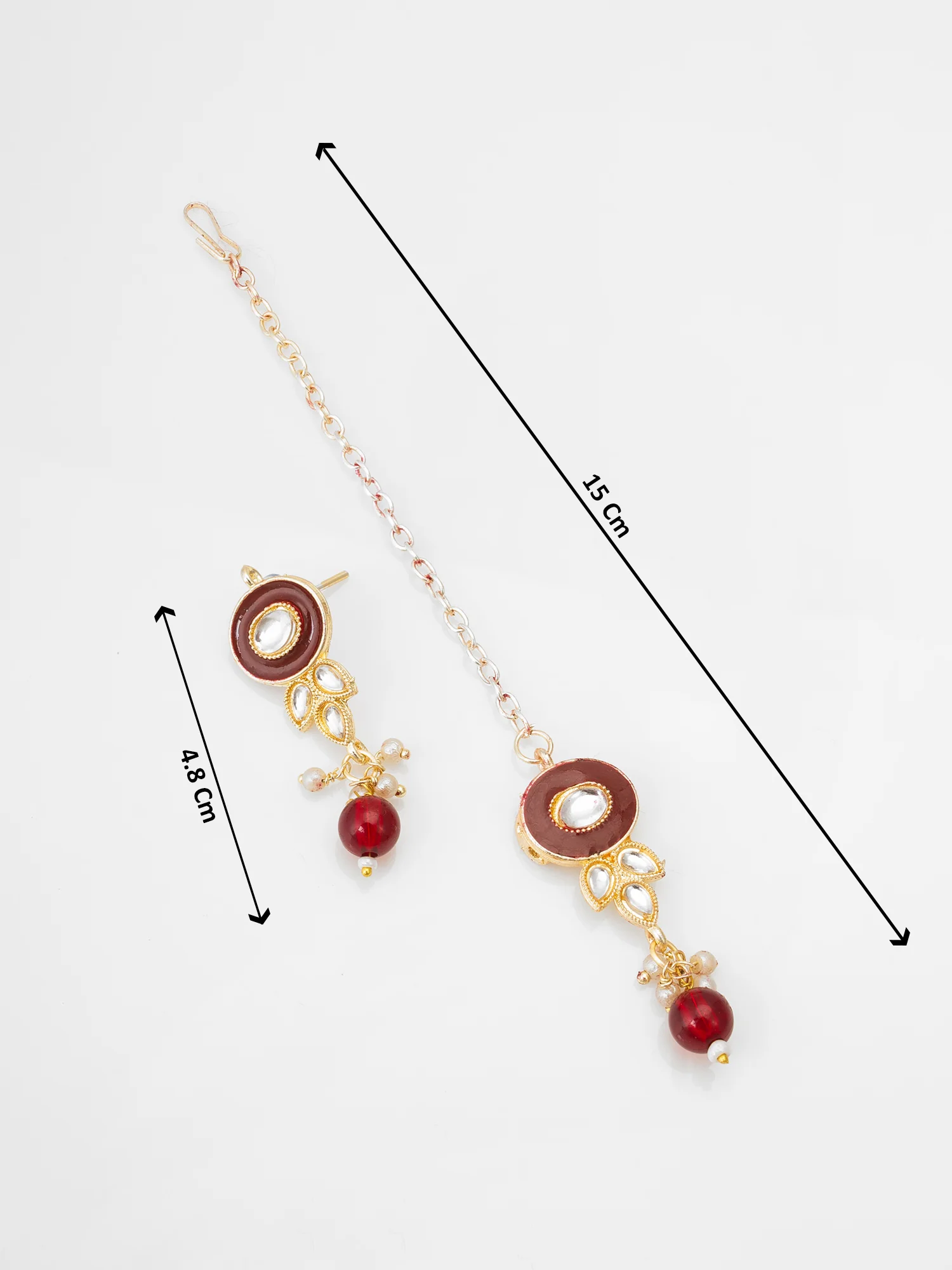 Green Enamel Kundan Choker Necklace Set with Earrings - Image 5