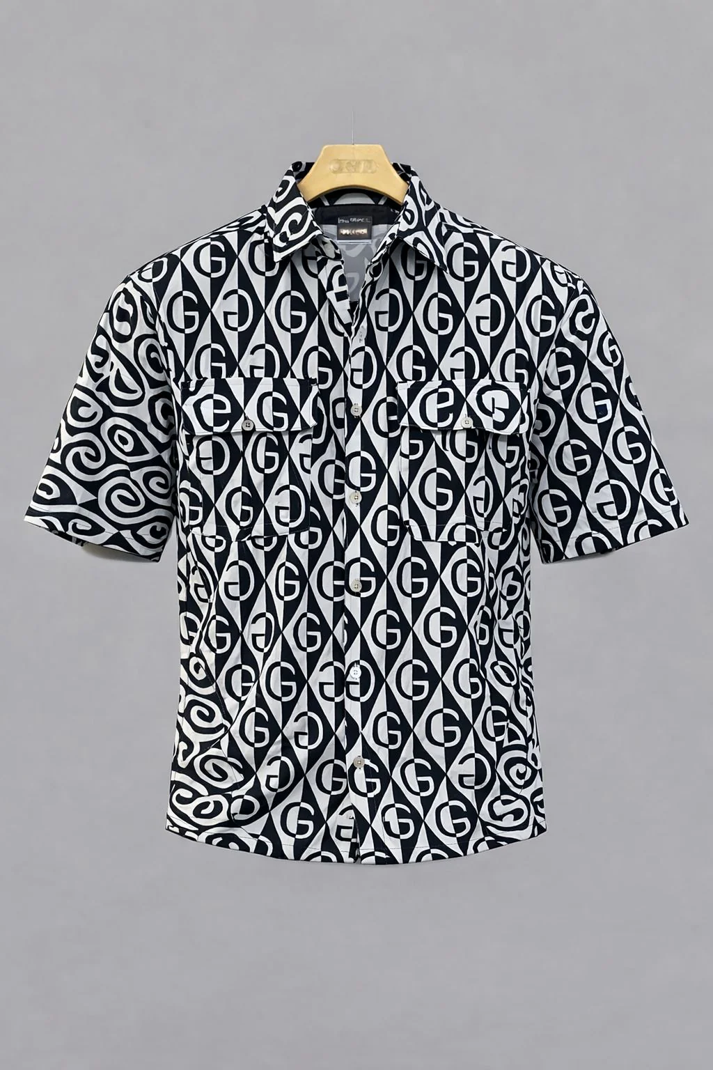 Henshika Men Printed Casual 3/4 Sleeve Shirt – Drop Style – Black and White