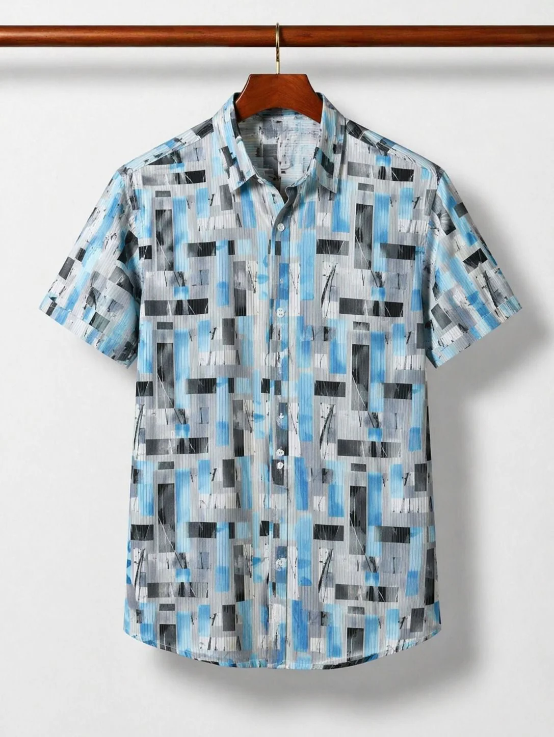 Men's Printed Casual Shirt Combo Pack of 2 | Half Sleeve | Blue & Orange (Line Print) - Image 2