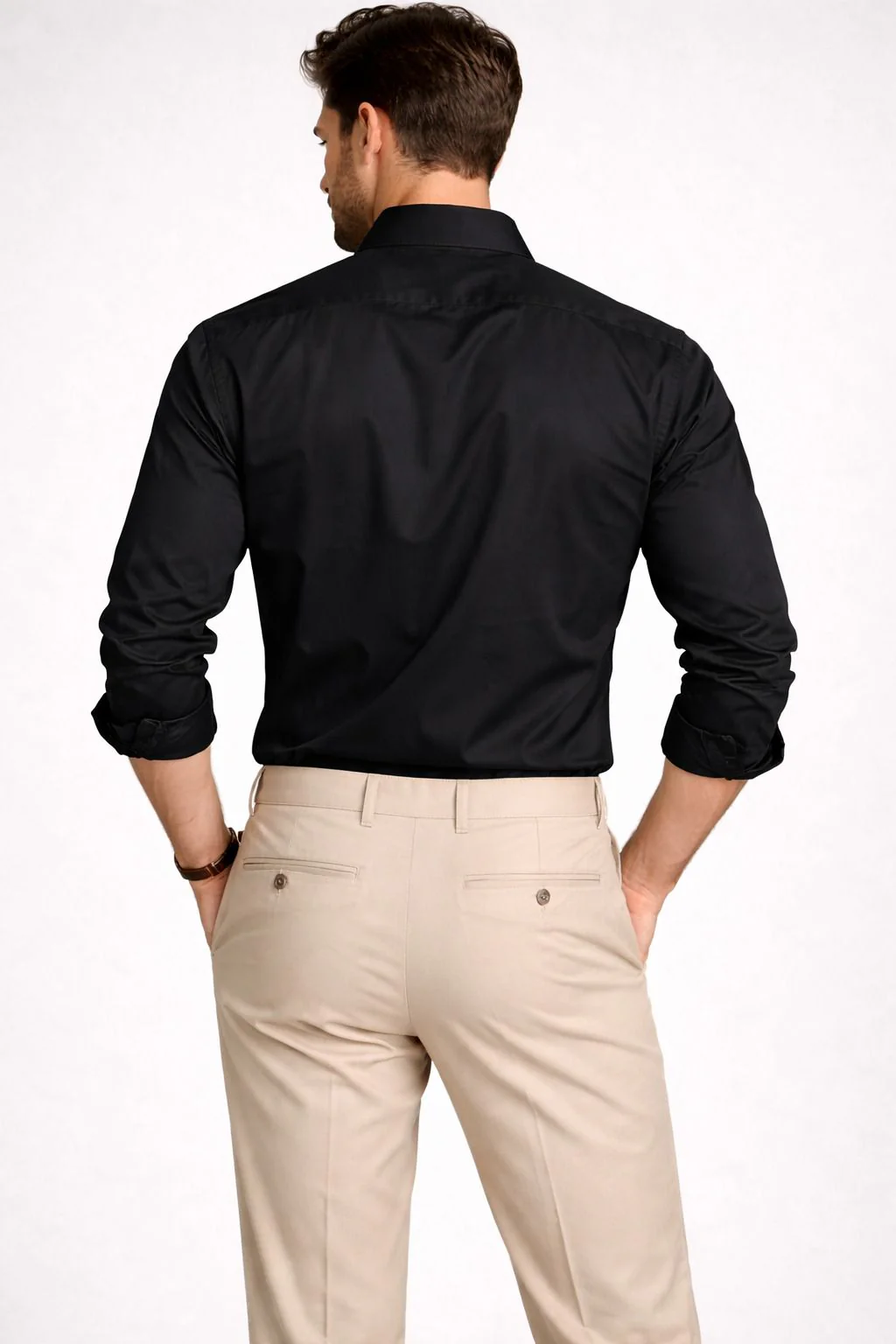 Henshika Men Solid Casual Full Sleeve Shirt – Black - Image 6