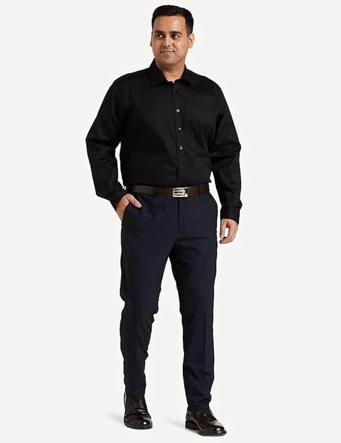 Henshika Men Solid Formal Full Sleeve Shirt – Black - Image 3