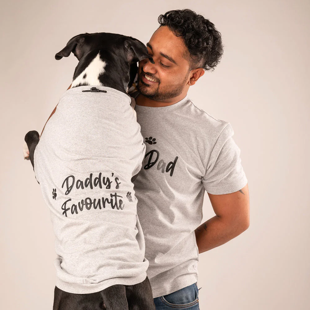 HUFT Twinning - Dog Dad T-Shirt For Humans - Grey with Black Print - Image 4