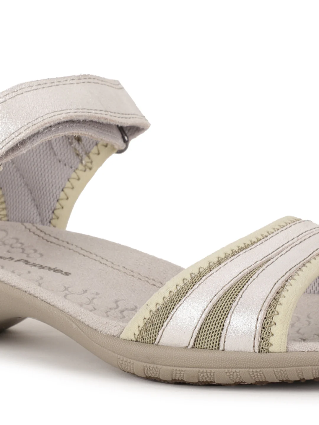 Hush Puppies Women Silver Velcro Strap Wedge Heel Sandal - Image 5