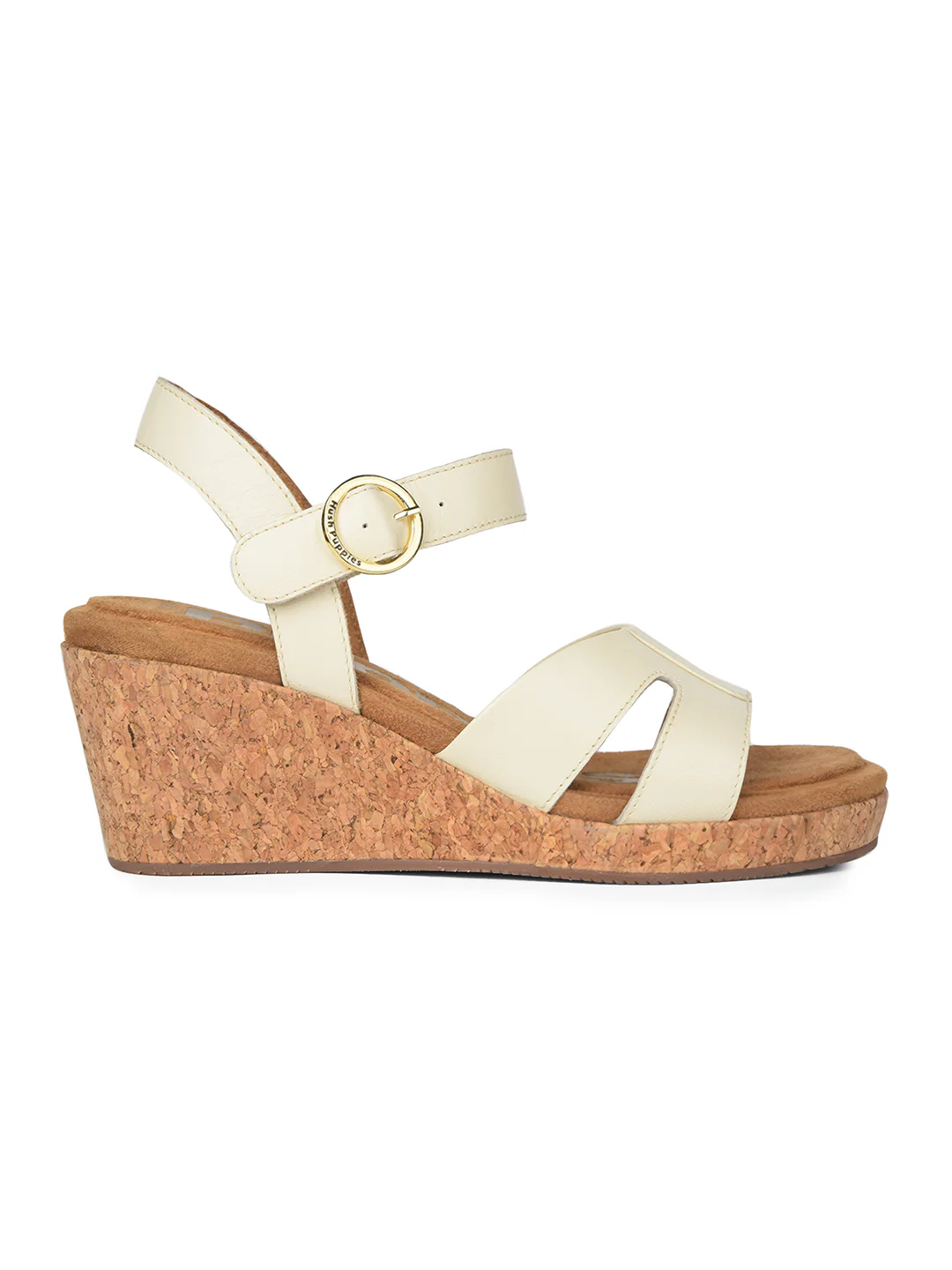 Hush Puppies Women White Wedge Heel Sandal With Buckle Closure - Image 2