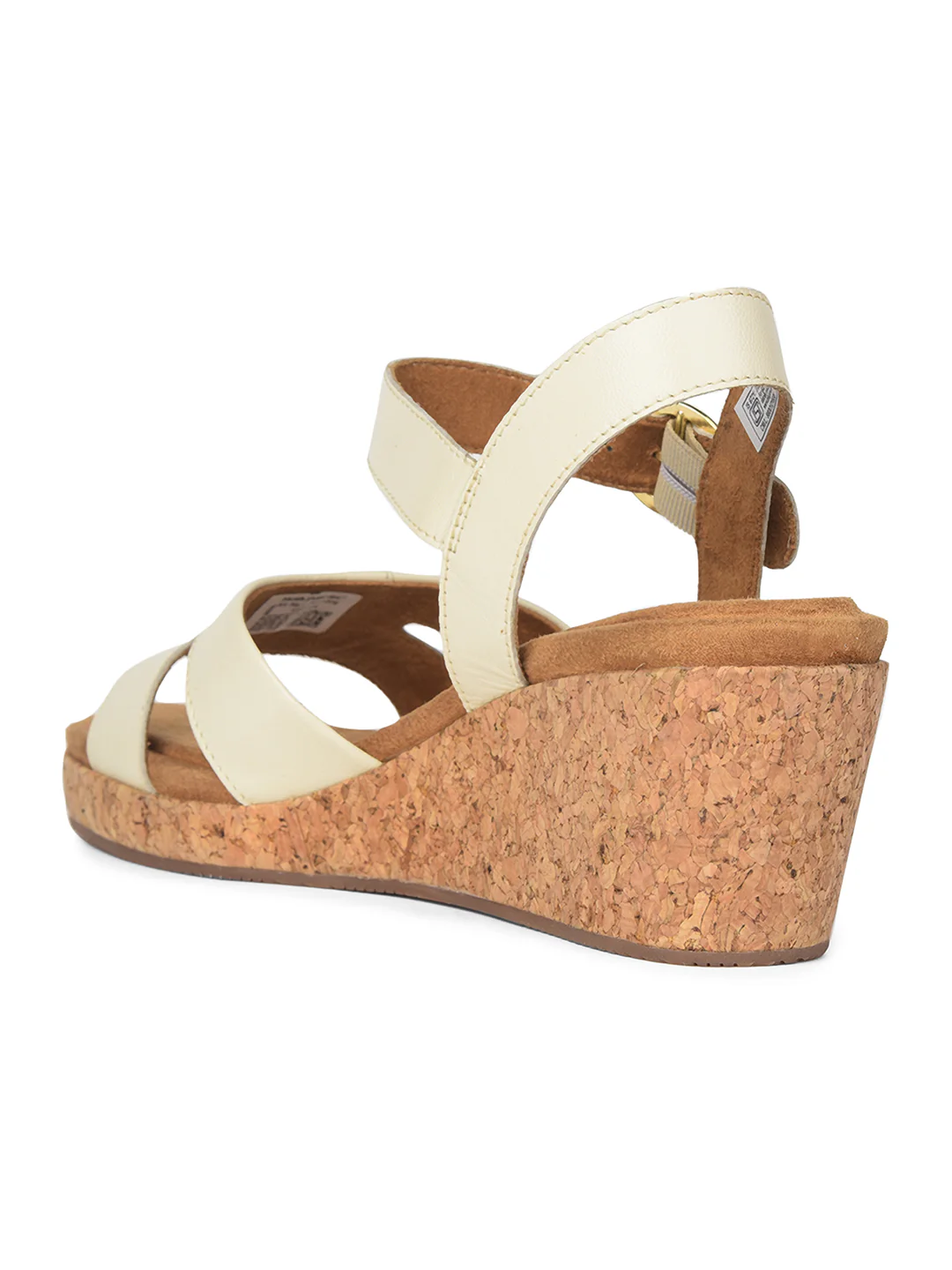 Hush Puppies Women White Wedge Heel Sandal With Buckle Closure - Image 3