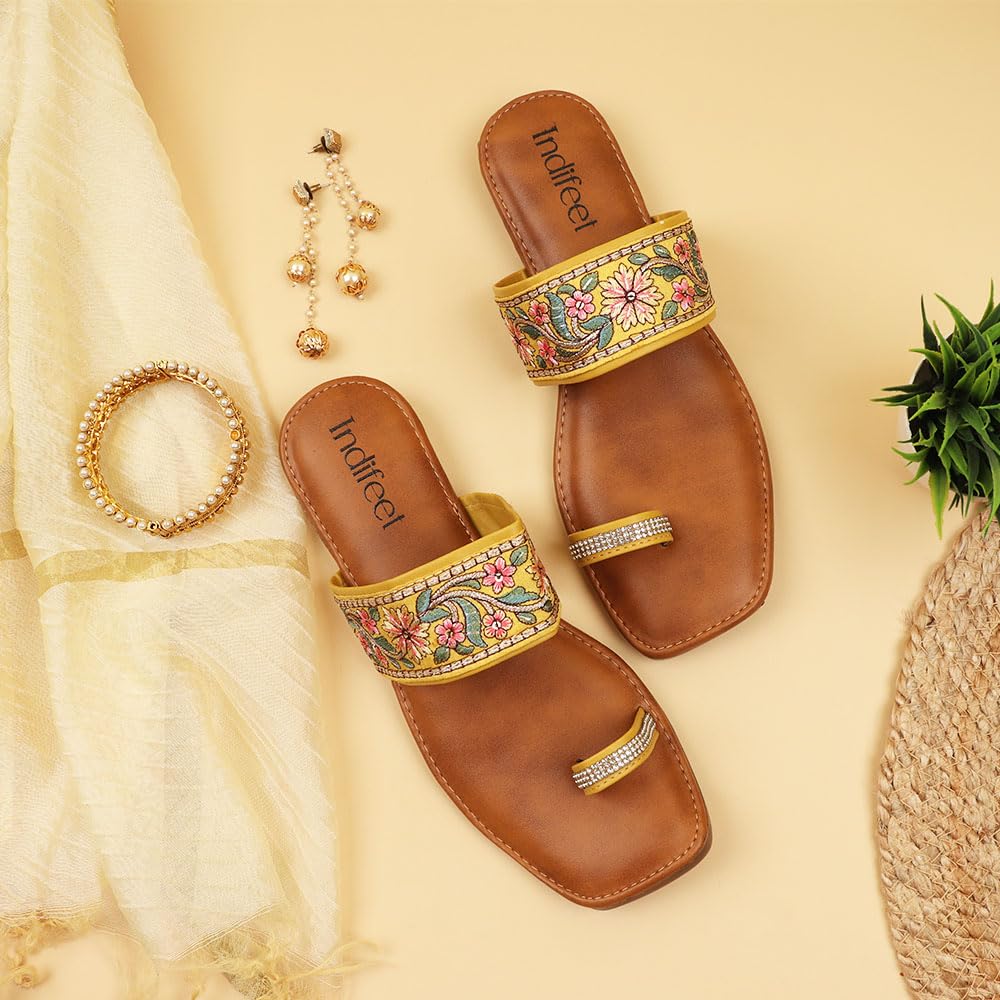 Indifeet Ethnic Toe Ring Flats for Women - Image 6