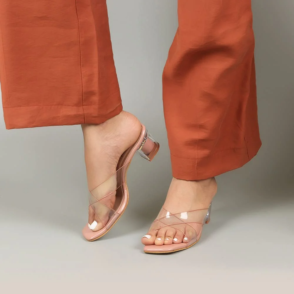 Indifeet Transparent Cross Strap Block Heels - Image 10