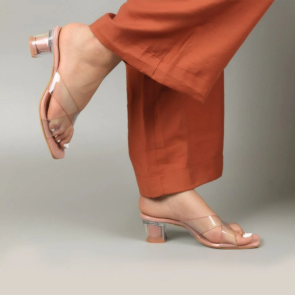 Indifeet Transparent Cross Strap Block Heels - Image 7