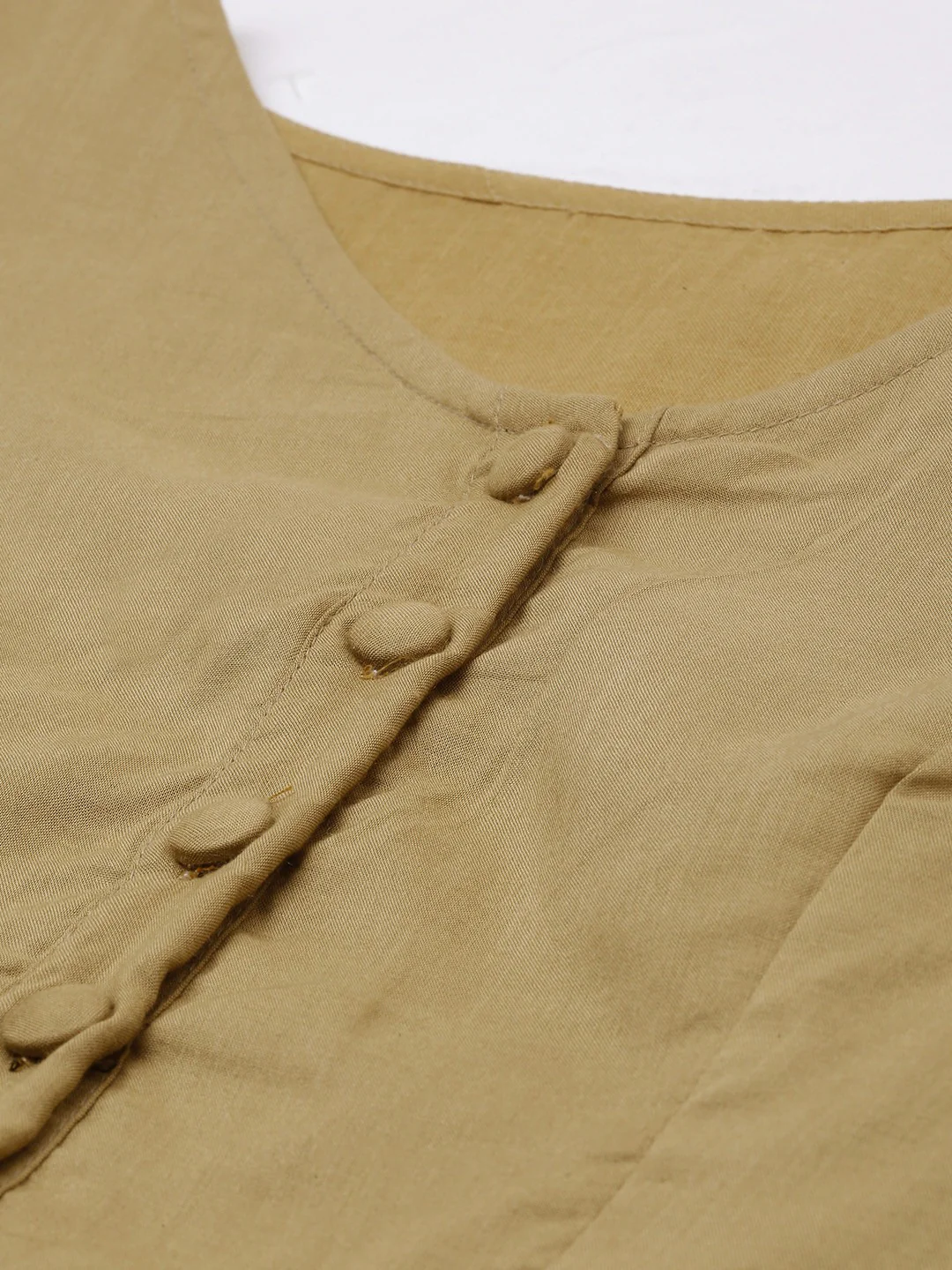 Bollywood Vogue Ready To Wear Khaki Modal V Neck Dress - Image 5