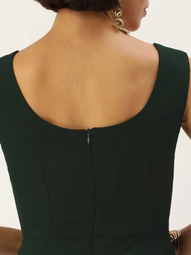 Bollywood Vogue Ready To Wear Green Organza Cape Style Gown - Image 2