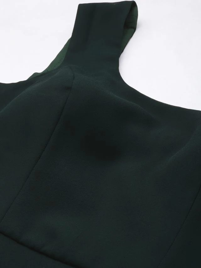 Bollywood Vogue Ready To Wear Green Organza Cape Style Gown - Image 5