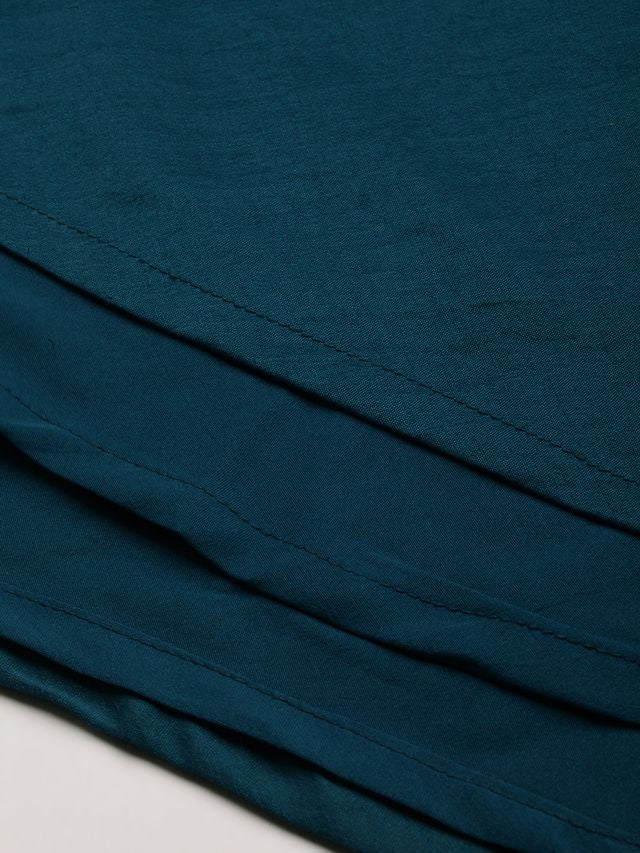 Bollywood Vogue Ready To Wear Teal Blue Georgette Embroidered N Art Silk Gown - Image 5