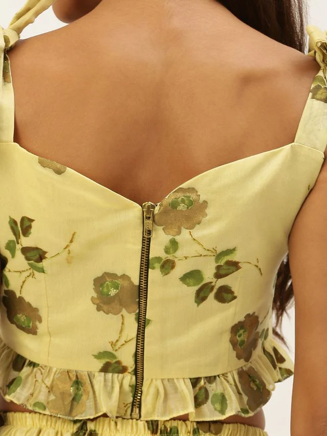 Bollywood Vogue Ready To Wear Yellow Foil Printed Co Ords Set - Image 4