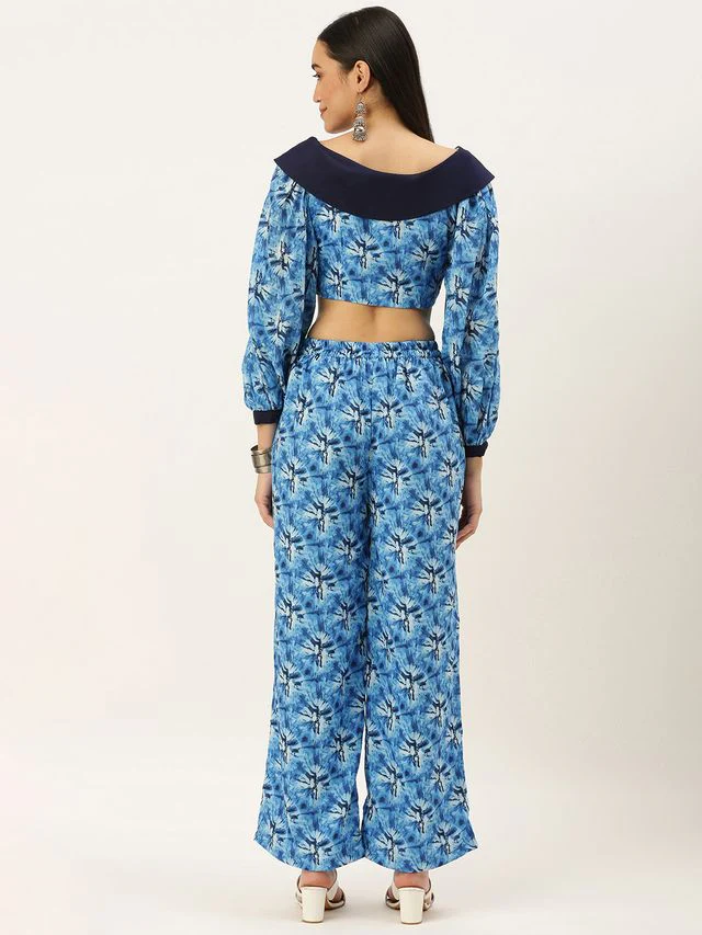 Bollywood Vogue Ready To Wear Blue Muslin Co ords Set - Image 7