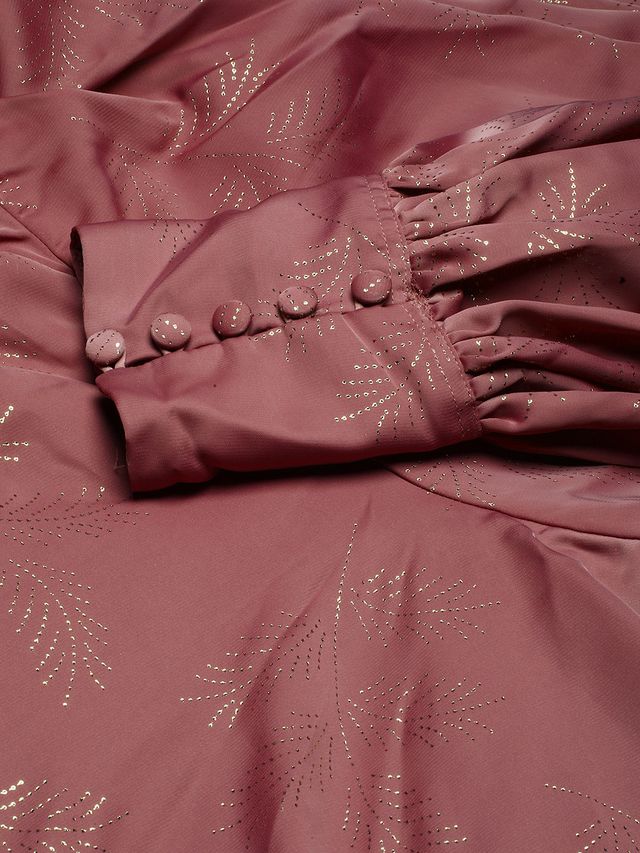 Bollywood Vogue Ready To Wear Mauve Satin Blend Foil Printed Gown - Image 6