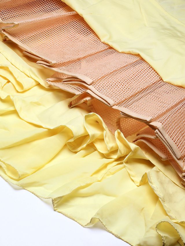 Bollywood Vogue Ready To Wear Yellow Embroidered  Georgette Kali Gown - Image 4