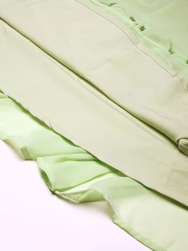 Bollywood Vogue Ready To Wear Green Georgette Embroidery Gown - Image 4