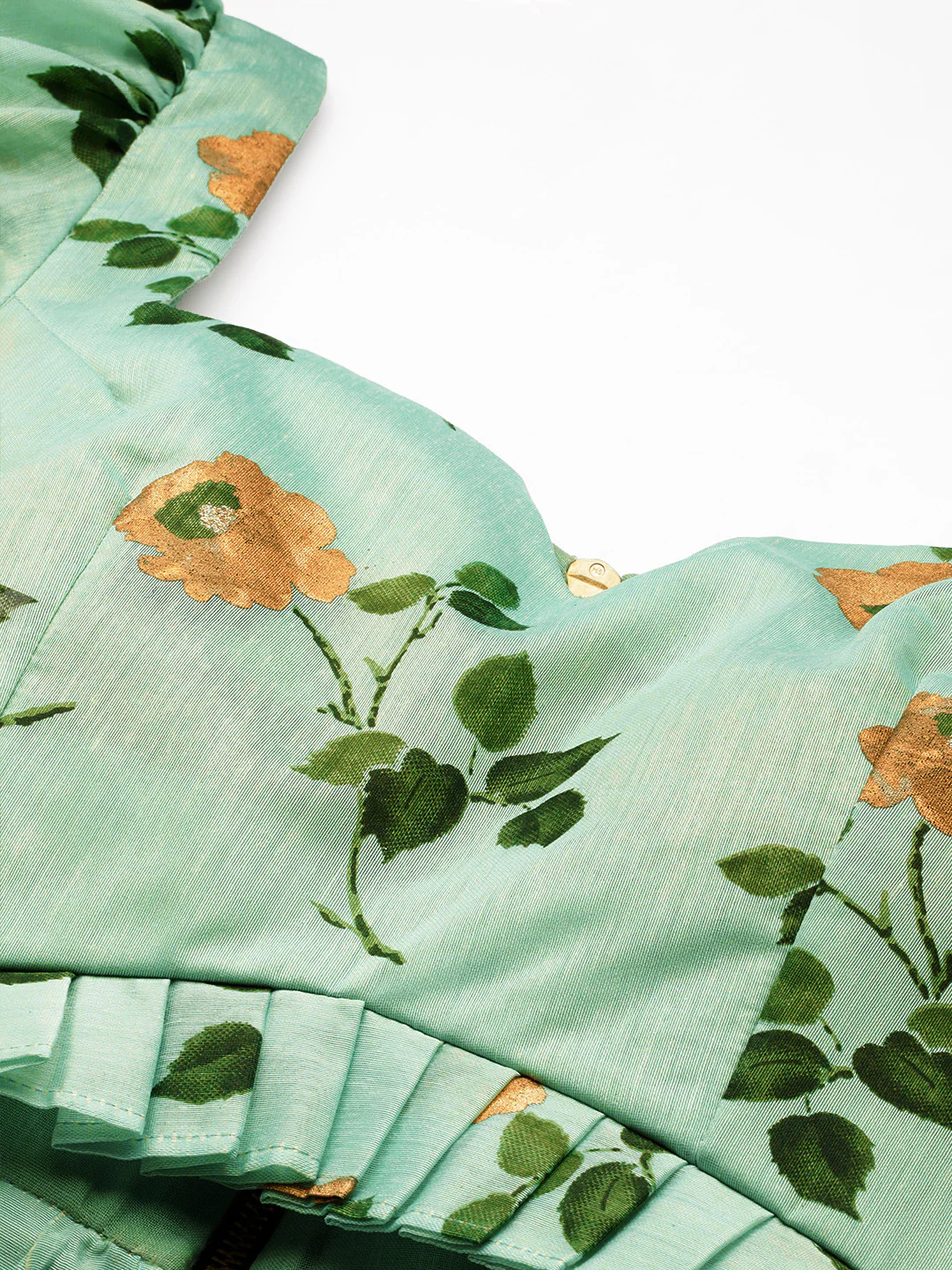 Bollywood Vogue Ready To Wear Green Art Silk Foli Print Co Ords Sets - Image 6