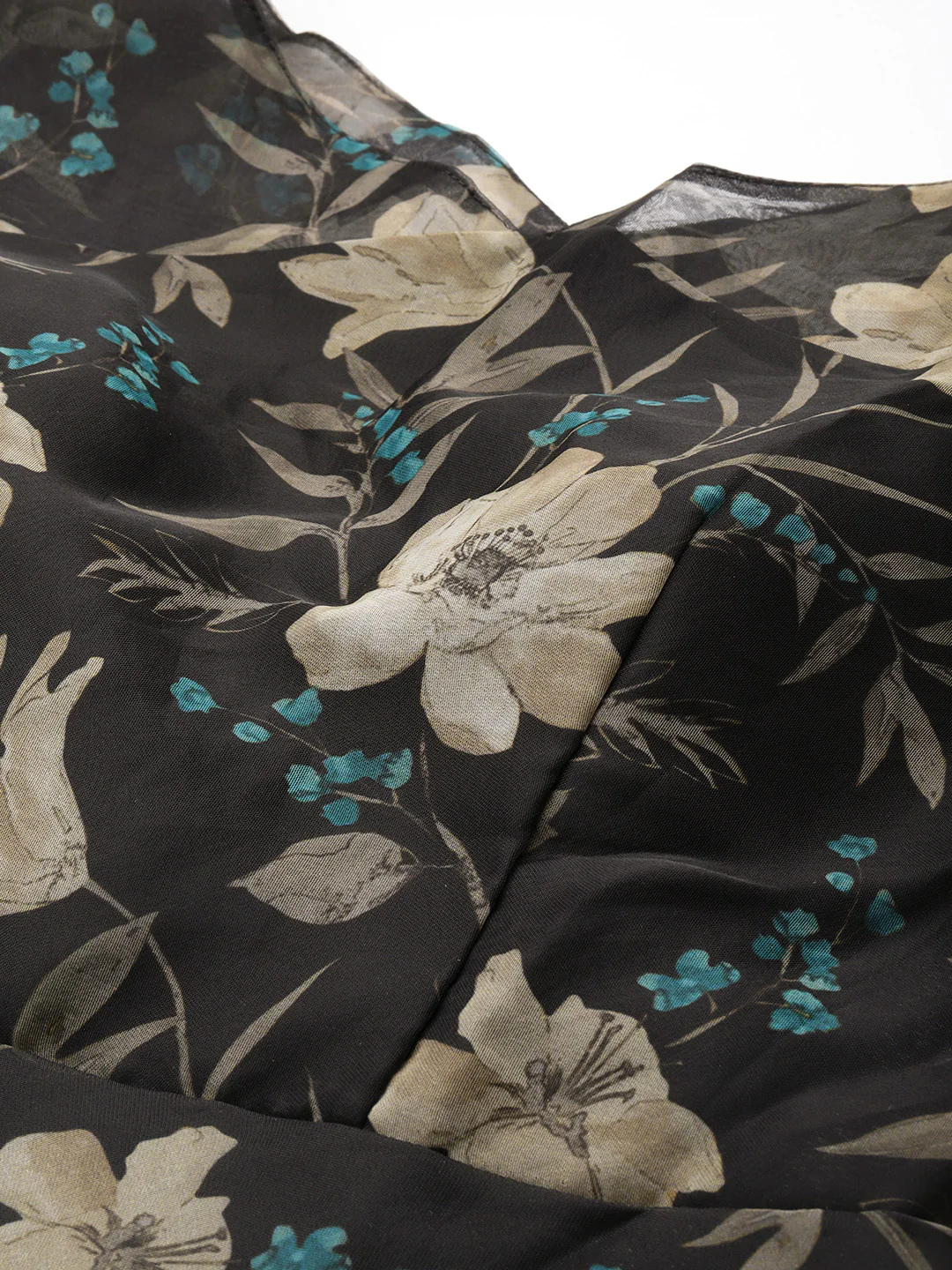 Bollywood Vogue Ready To Wear Black Digital Printed Organza Gown - Image 4