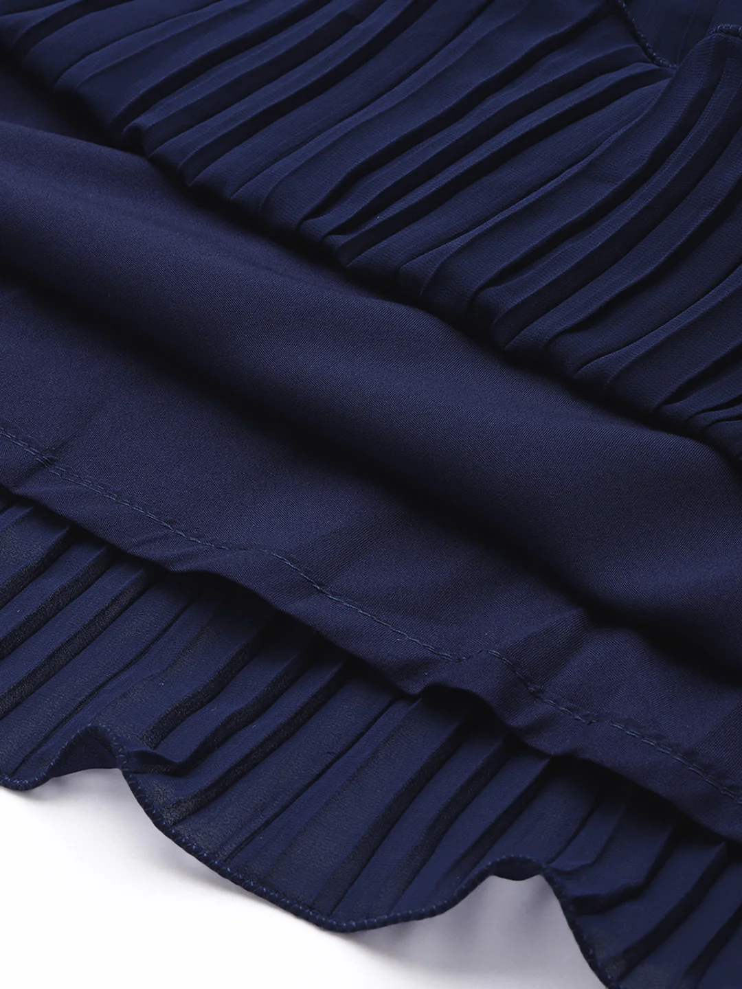 Bollywood Vogue Ready To Wear Navy Blue Embroidered Pleated Georgette Gown - Image 5