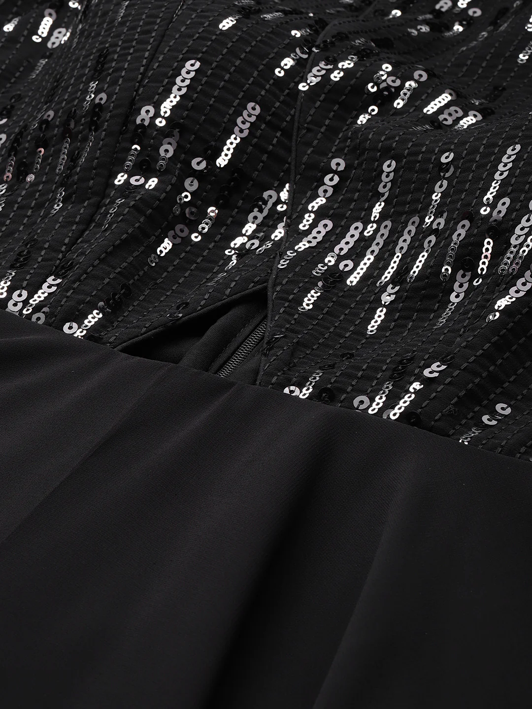 Bollywood Vogue Ready To Wear Black Embroidered Halter Neck Gown - Image 6