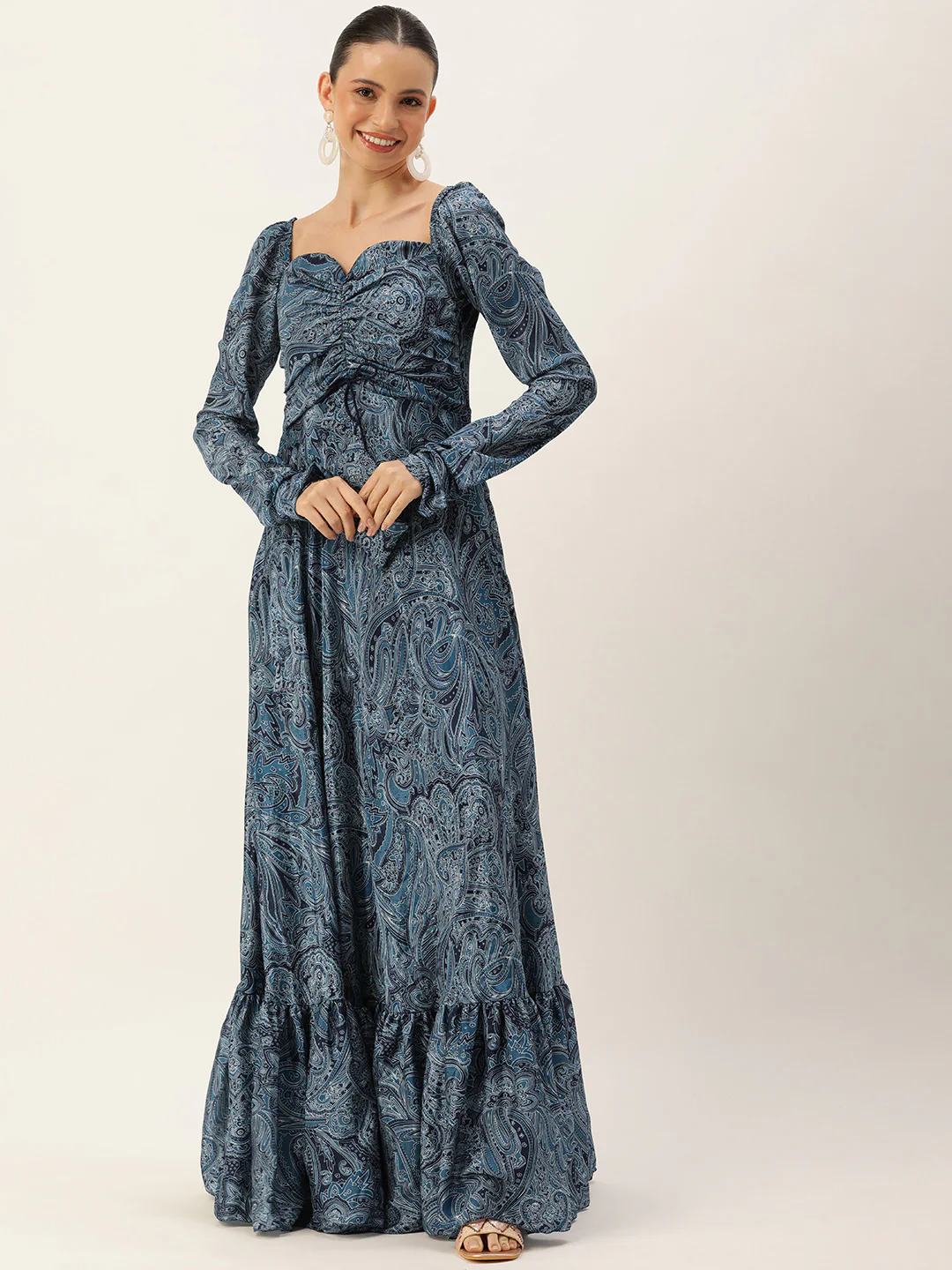Bollywood Vogue Ready To Wear Multicolor Chinon Digital Print Floor Length Gown