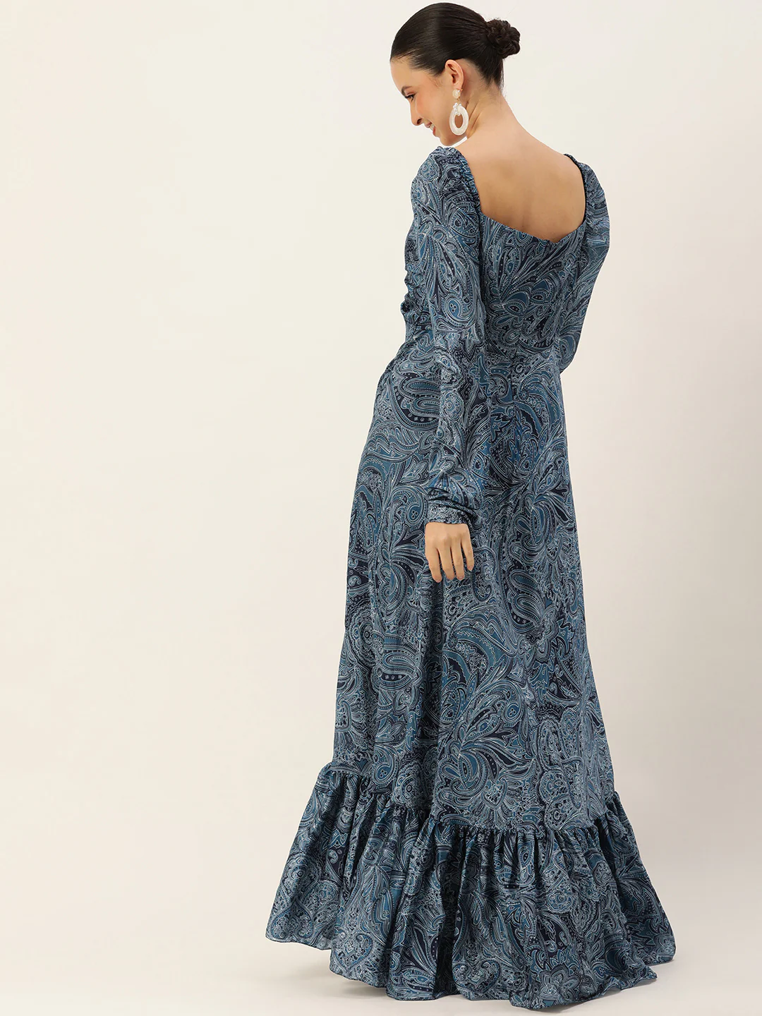 Bollywood Vogue Ready To Wear Multicolor Chinon Digital Print Floor Length Gown - Image 2