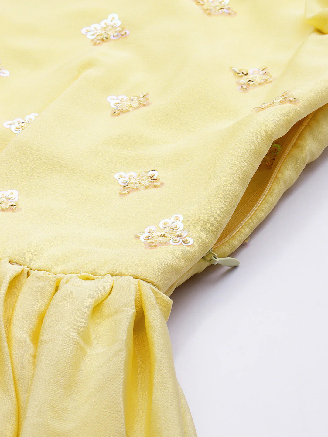 Bollywood Vogue Ready To Wear Yellow Embroidered Art Silk Gown - Image 2