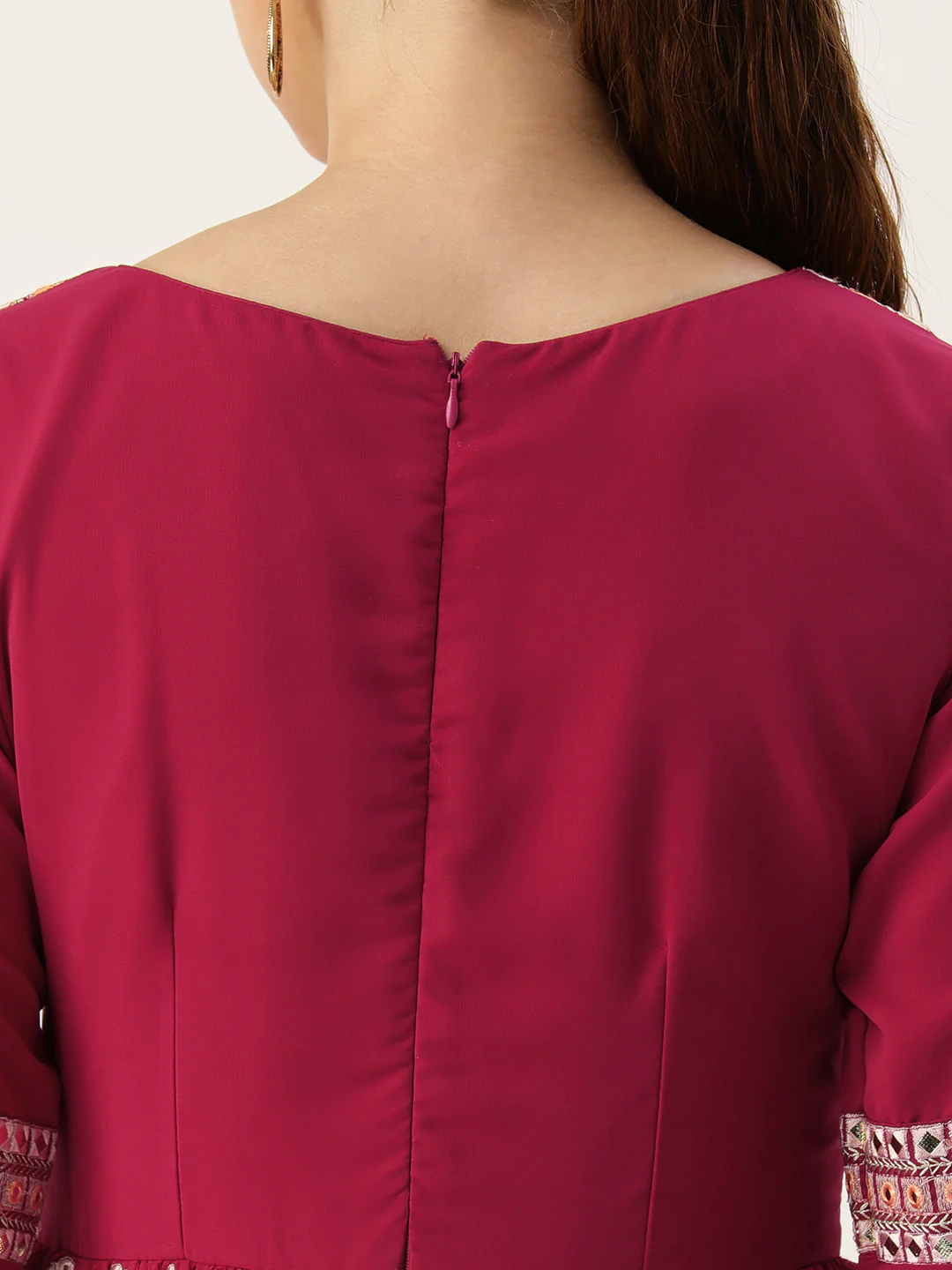 Bollywood Vogue Ready To Wear Pink Georgette Embroidered Gown - Image 3
