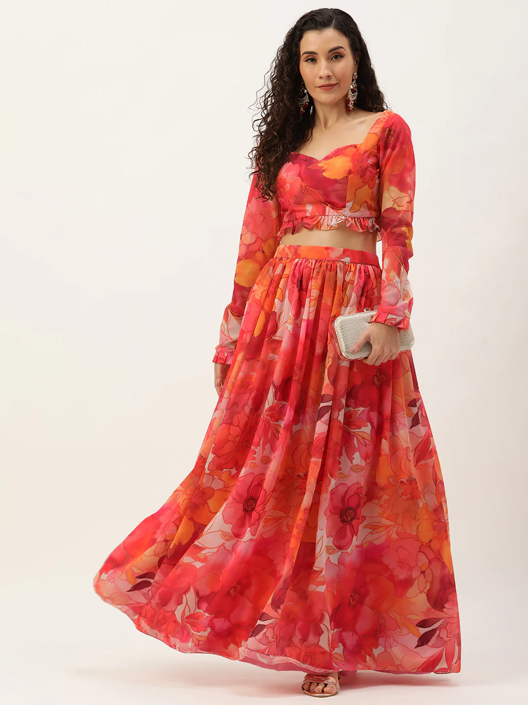 Bollywood Vogue Ready To Wear Multicolor Digital Printed Georgette Co Ords Set