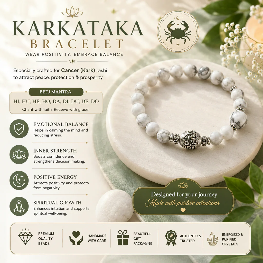 CancerRashi Bracelet (Karkataka Rashi-కర్కాటక రాశి)– Semi Precious Gemstone Beaded Bracelet for Energy, Strength & Positivity - Image 3